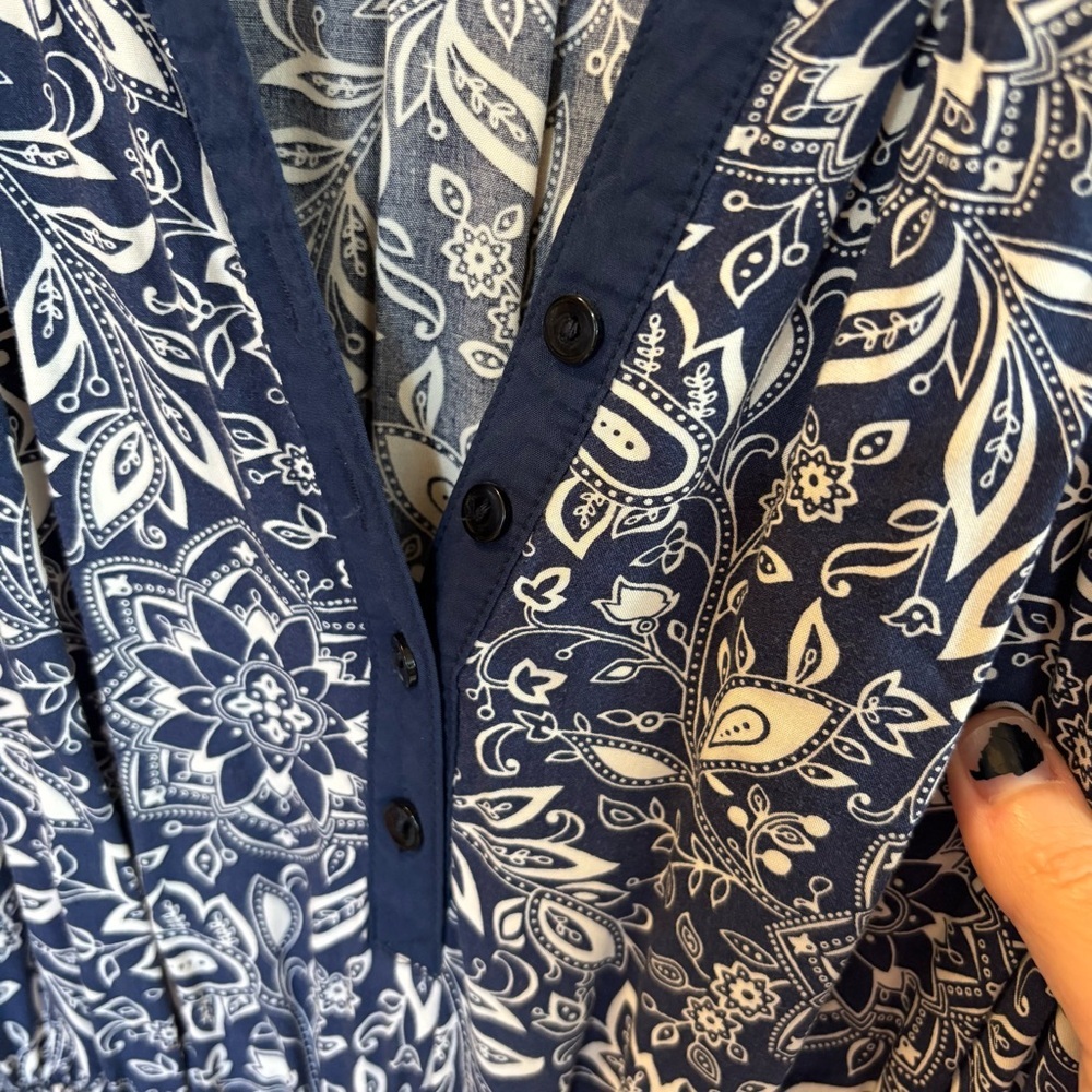 Blue White Floral Maxi Dress Size Small Resort Island Teacher Summer - Picture 4 of 9